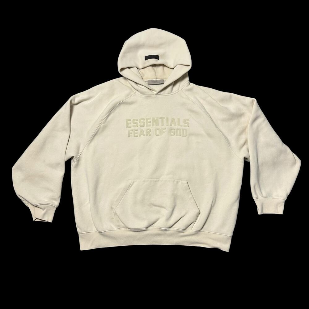 Authentic Fear of God Essentials Cream Pullover Hoodie Sweatshirt XL